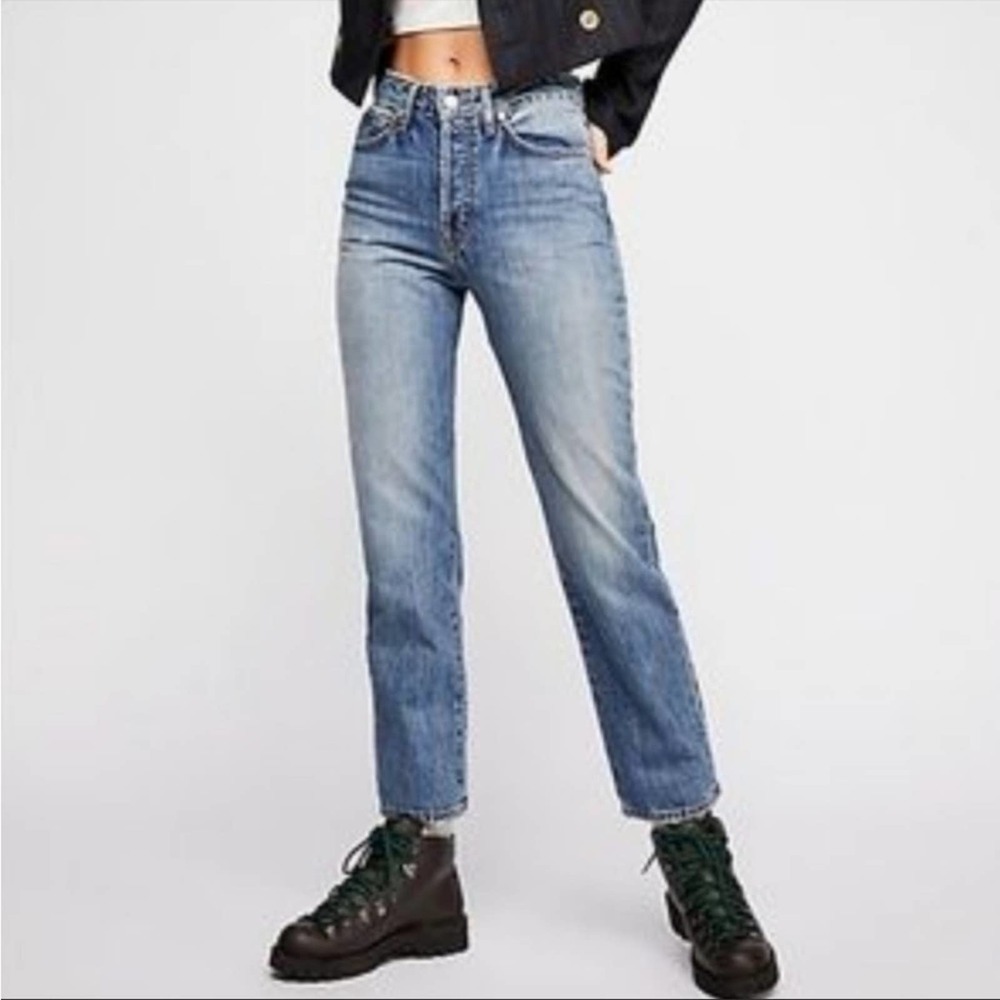 Free People Blue Straight Leg Jeans